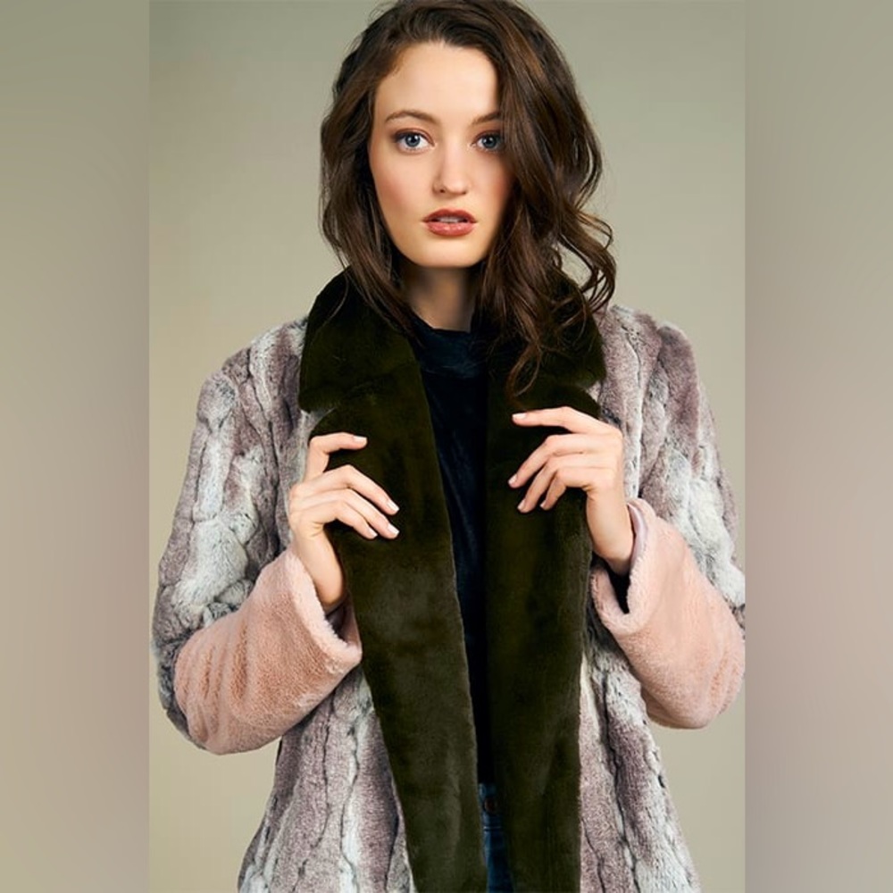 NWOT Hutch Brand Faux Fur Color Block Coat